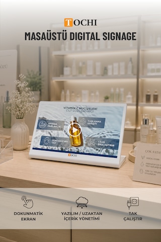 Tochı Masaüstü Digital Signage 14 İnç Android Dokunmatik Reklam Ekranı, Wi-fi Bluetooth, Yatay Model, Siyah Beyaz