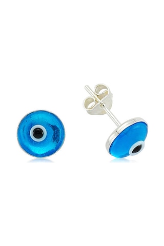 Gumush Gümüş Yuvarlak Nazar Çivili Küpe N11.54052