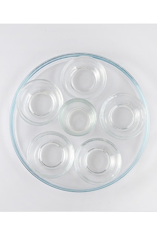 7 Parça Şeffaf Cam Servis Sunum Seti