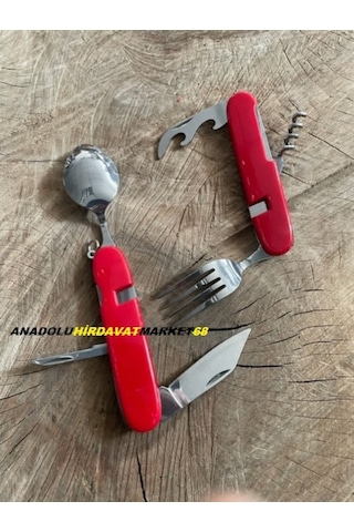 Kumanya Kaşığı Avcı Kampçı Seti Çatal Kaşık Seti Açacak Seti 6