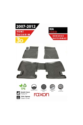 Kia Ceed 2007-2012 3d Havuzlu Paspas Tam Uyumlu Su Geçirmez, Kaymaz