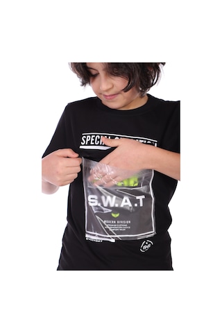 Toontoy Kids Toontoy Erkek Çocuk Süs Cepli Special Operation Baskılı Tişört Siyah