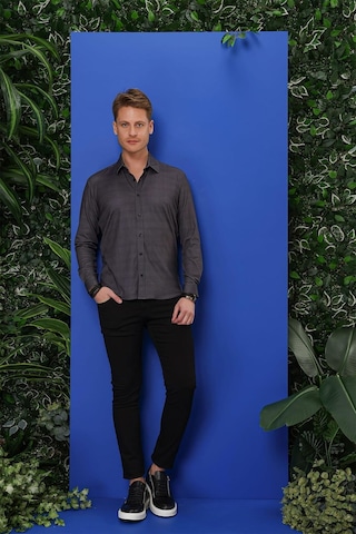 G 1524 Slim Fit Siyah Spor Gömlek Siyah