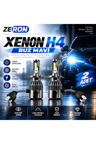 Hyundai Accent Xenon H4 Buz Mavi Led Far Ampulü 12v - 2 Adet Yüksek Aydınlatma Kolay Montaj
