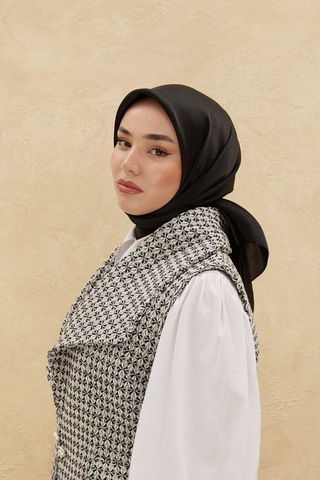 Silk Home Düz Shiny Eşarp - Siyah - Siyah