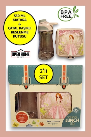 2'li Premium Beslenme Kutusu Ve 530 Ml Su Matarası Pembe Diğer