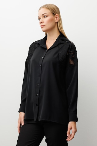 Moda İlgi Kadın Nakış Detaylı Oversize Gömlek 0095 Siyah Siyah
