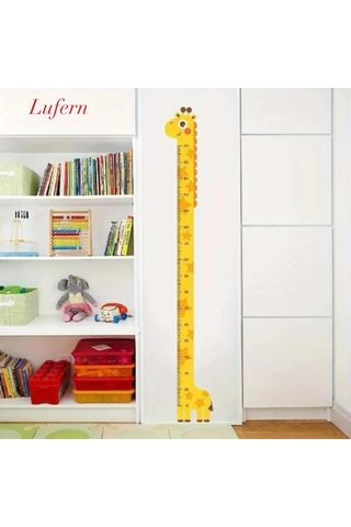 Özel Üretim Sevimli Sarı Zürafa Boy Ölçüsü Sticker Bebek Çocuk Cetvel Çift Taraflı Bant Dayanıklı