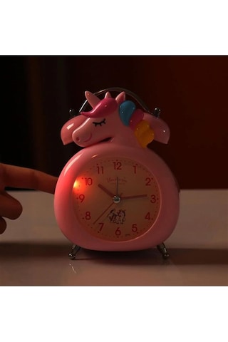 Unicorn Işıklı Alarmlı Masa Saati Çift Çanlı Akar Saniyeli Dekoratif Çalar Saat