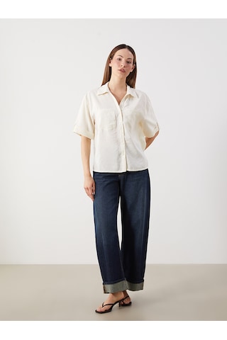 Lcw Comfort Sarı Modal Karışımlı Oversize Kadın Gömlek