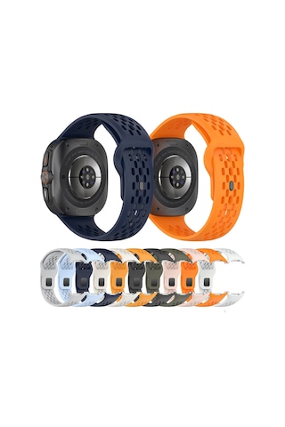 Teknodur Galaxy Uyumlu Watch Ultra 47mm Krd-119 Delikli Tasarım Silikon Kordon-gri