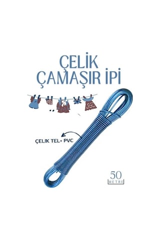 50 Mt Çelik Çamaşır İpi Pvc Kaplı Dayanıklı Çamaşır İpi Balkon Çamaşır İpi 718621 Str-mn346 Diğer