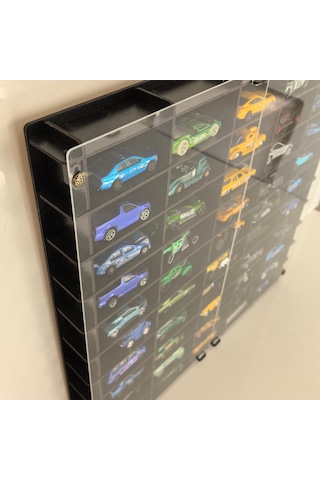 Pleksi Kapak 1/64 Hot Wheels Uyumlu 50 Araç Oyuncak Araba Rafı