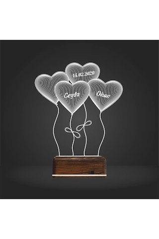Luvivia Kalp Sevgiliye Hediye Kişiye Özel 3d Lamba - Masa Gece Lambası V42 Şeffaf