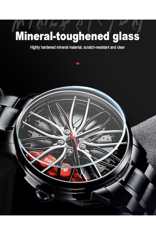 Erkekler İçin Araba Saatleri, Su Geçirmez Paslanmaz Çelik Japon Kuvars Kol Saati, Araba Jantı Tasarımı İle Spor Erkek Saatleri Çok Renkli