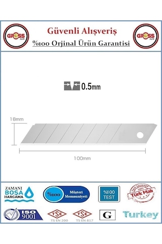 Maket Bıçağı Yedek Ağzı - Büyük Maket Yedek Ucu - 10 Adet
