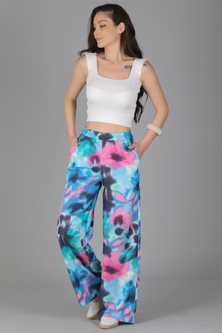 Sweetness Kadın Batik Desenli Bol Paça Beli Lastikli Pantolon Mavi