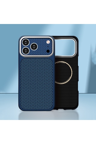 İphone 18 Pro Max Uyumlu Kılıf M-safe Şarj Özellikli Zore Paris Nexel Sert Pc Kapak Lacivert