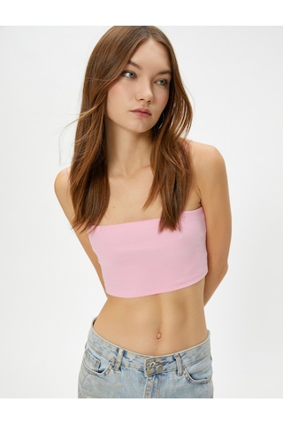 Koton Basic Crop Atlet İnce Askılı Ribanalı Pamuklu Slim Fit Pembe 4sal30059ık Gül