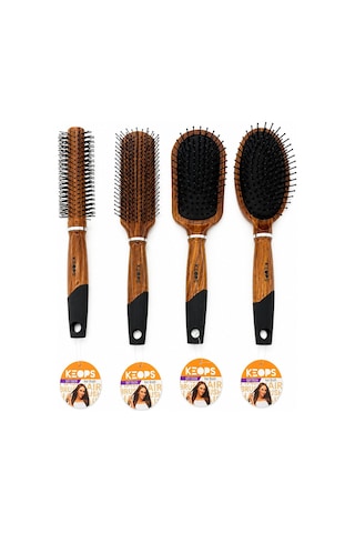 Keops Frç-47 449922 Tarak Bambu Gövde Saç Fırçası Metal Standlı Bambu Sap Silikon Kaplı Uç Fön - 64'li Paket Diğer