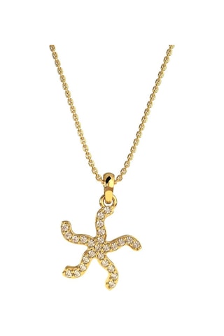 Zirkon Taşlı Gold Deniz Yıldızı Gümüş Kolye
