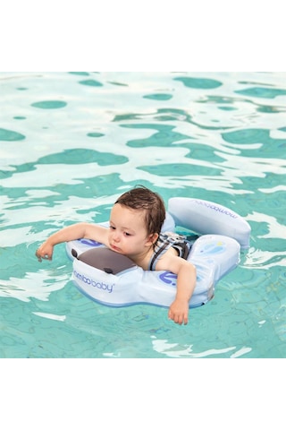 Mambobaby Yüzme Simidi - Mavi Kelebek, Emniyetli, Gölgelikli Ve Ayak Destekli