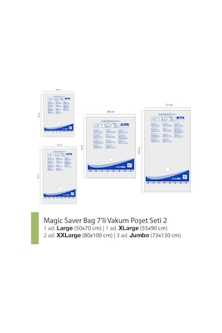 Magic Saver Bag 7'Li Vakumlu Poşet Seti 2
