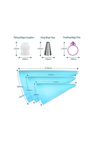 Maoyaya Yeniden Kullanılabilir Boru Torba Seti, Buzlanma Hamur Çantaları, Kek Dekorasyon Araçları, Kuplörler Diğer