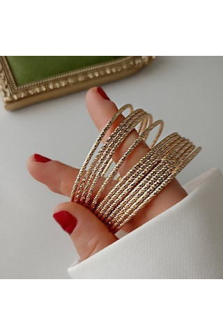 Lente Aksesuar Xuping Gold Kesme Model Ajda Bilezik 3'lü Set Altın - Gold