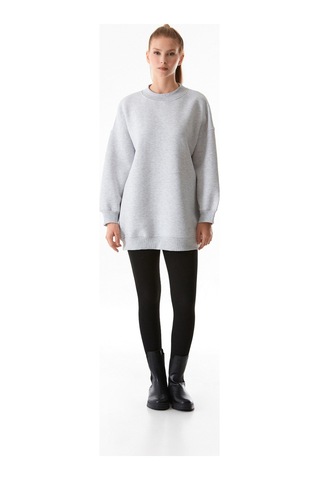 Fullamoda Basic Bisiklet Yaka Oversize Sweatshirt 25kgb4430207547-gri Gri