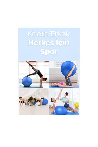 65 Cm Pilates Topu Ve Pompa Seti 155-170 Cm Boy İçin Uygun Dayanıklı Anti-slip Mavi