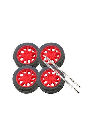 Ø30mm Çap A Kalite 4 Adet Kauçuk Tekerlek Ve 2 Adet Mil Seti