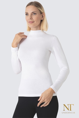 Nt Underwear Kadın Bambu Balıkçı Yaka Uzun Kol Body Hafif, Rahat Ve Şık Beyaz