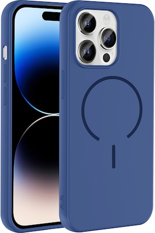Apple Uyumlu iPhone 14 Pro Max Kılıf M-safe Şarj Özellikli Zore Meta Kapak Lacivert
