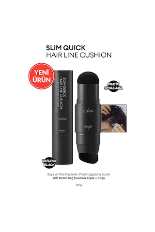 Suya Ve Tere Dayanıklı, Saç Cushion Topik + Fırça Dashu Daily Slim Quick Hair Line Cushion Black