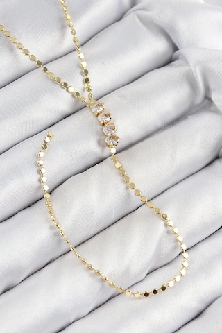 Pirinç Zirkon Taşlı Ezme Zincirli Model Gold Renk Y Kolye - Tj-bko10465 Çok Renkli