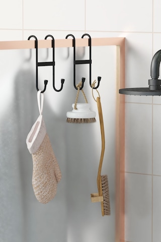 2 Adet Duşakabin Askısı Banyo Mutfak Bornoz Havlu Askılığı Metal Askı Çok Amaçlı Siyah Askılık Siyah