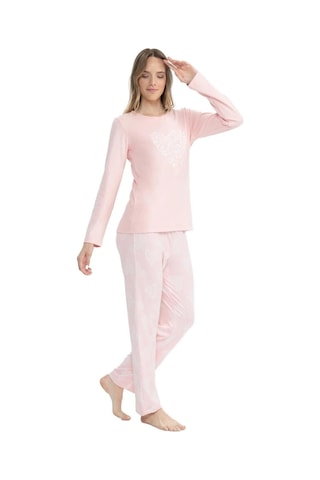 U.S. Polo Assn. Orijinal Lisanslı Kadın Pembe Yuvarlak Yaka Pijama Takımı 17108