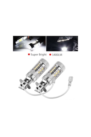 Kosona H1/h3 Soketli 10w Led Araba Sis Lambası 12-24v 6500k Beyaz Işık 1400lm 50000 Saat Ömür 2 Adet