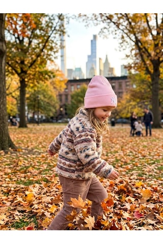 Hamze Ny New York Nakışlı Unisex Pamuklu Akrilik Kışlık Bere Açık Pembe