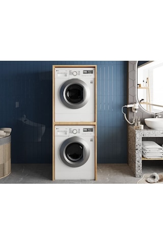 Bohem Çamaşır Ve Kurutma Makinesi Dolabı Banyo Dolabı Meşe Meşe