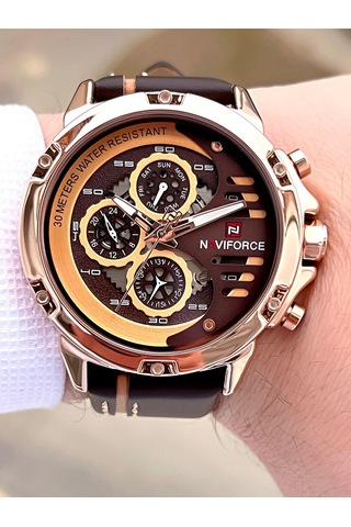 Naviforce Deri Kordon İç Fonksiyonları Aktif 3 Atm Suya Dayanıklı Erkek Kol Saati E.nvf.k.9110