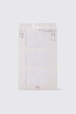 Panço Erkek Çocuk Beyaz 3'lü Kalın Askılı Atlet 2602bk14004