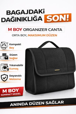 Oto Bagaj Organizer Bagaj Çantası M Boy Kaymaz Cırt Bantlı Velur Kompakt Düzenleyici - Mcx3