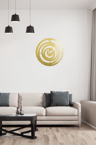 Hilal Model Metal Lazer Kesim Akar Sessiz Mekanizmalı Duvar Saati 40 40 Cm -m013 Gold