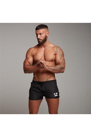 Siyah Muscleguys Yaz Yeni Varış Egzersiz Erkek Plaj Kurulu Şort Ince Spor Koşu Şort Çabuk Kuruyan Siyah