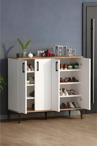 Moonlife Valencia 4 Kapaklı Antre, Hol, Ayakkabılık Beyaz Çam Beyaz - Meşe