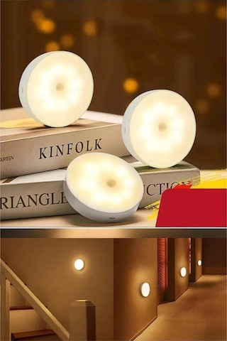 Hareket Sensörlü - Usb Şarjlı - Led Işık Lamba - 4000 Kelwin