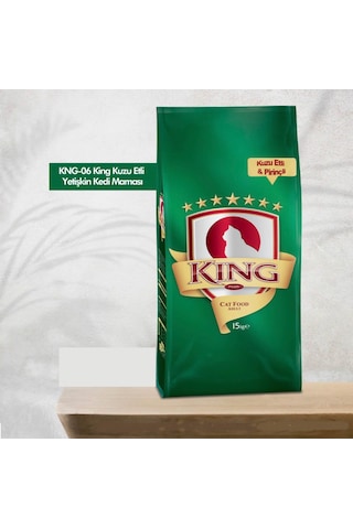 King Plus Kuzu Etli ve Pirinçli Yetişkin Kedi Maması 15 KG