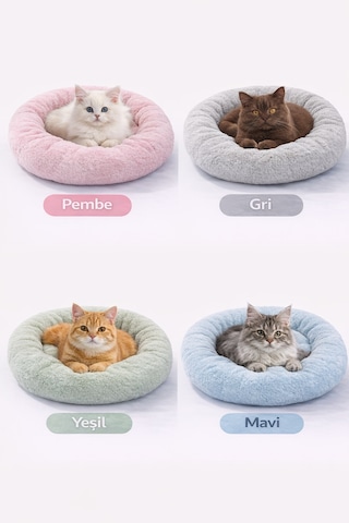 Kedi Köpek Simit Yatağı Karışık Renklerde 12 45 Cm